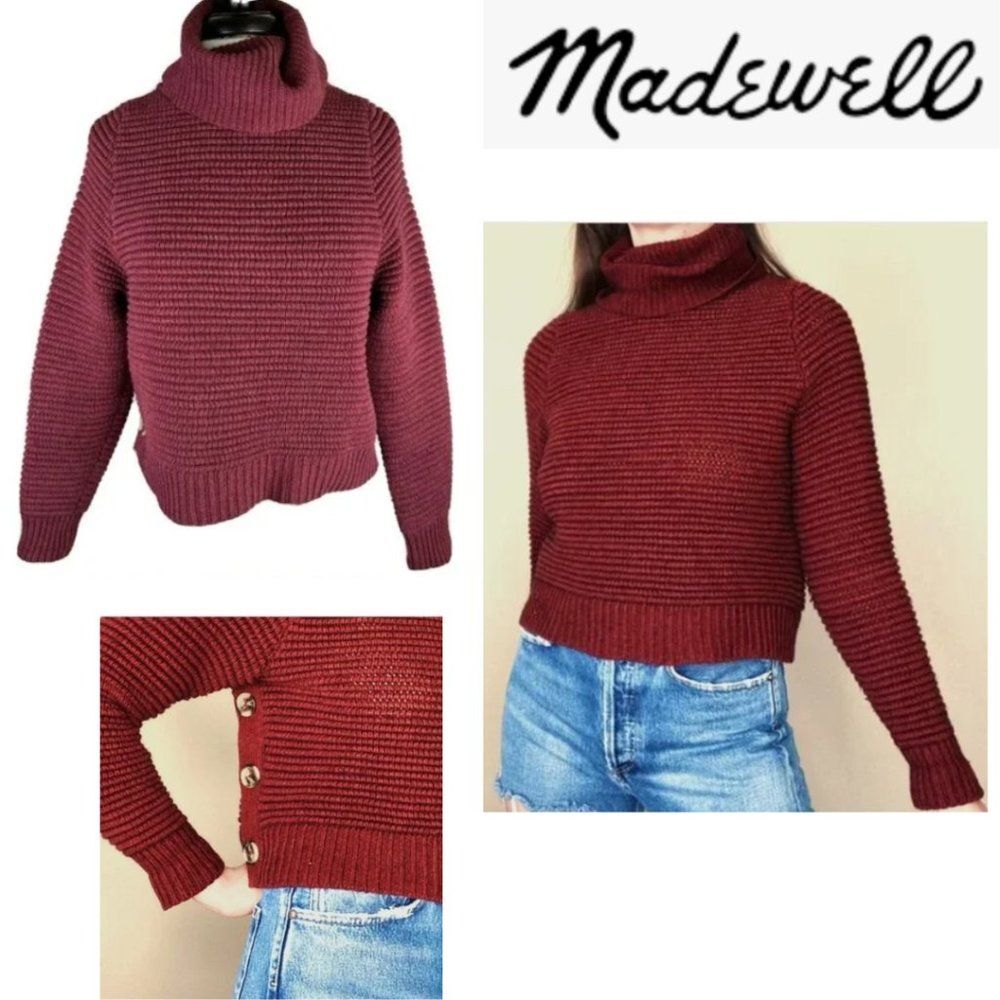 Madewell Side-Button Wool and Cotton Turtleneck Sweater